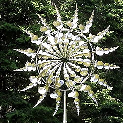 Unique and Magical Metal Windmill,3D Wind Powered Kinetic Sculpture, Metal Wind Spinner Solar, Lawn Solar Wind Spinners for Yard and Garden, Wind Catchers Metal Outdoor Patio Decoration Wind Sculpture