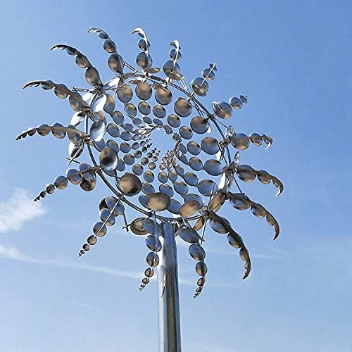 Unique and Magical Metal Windmill,3D Wind Powered Kinetic Sculpture, Metal Wind Spinner Solar, Lawn Solar Wind Spinners for Yard and Garden, Wind Catchers Metal Outdoor Patio Decoration Wind Sculpture