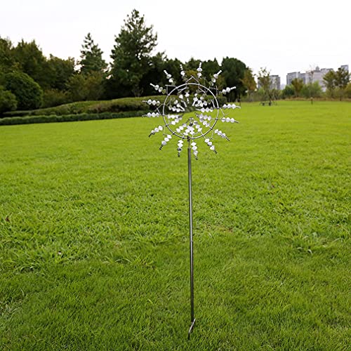 Unique and Magical Metal Windmill,3D Wind Powered Kinetic Sculpture, Metal Wind Spinner Solar, Lawn Solar Wind Spinners for Yard and Garden, Wind Catchers Metal Outdoor Patio Decoration Wind Sculpture