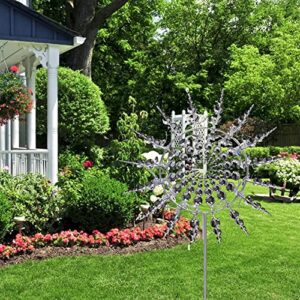 Unique and Magical Metal Windmill,3D Wind Powered Kinetic Sculpture, Metal Wind Spinner Solar, Lawn Solar Wind Spinners for Yard and Garden, Wind Catchers Metal Outdoor Patio Decoration Wind Sculpture