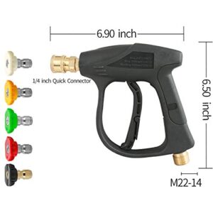 Sooprinse High Pressure Washer Gun,3000 PSI Max with 5 color quick connect Nozzles M22 hose connector 3.0 TIP