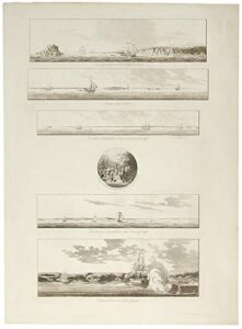 [a group of six views near halifax printed on a single plate] `a view of cape egmont and winter rock from the eastward.’; `entrance of egmont harbor.’; `the entrance of keppel harbor, 10 leagues to the eastward of halifax.’; `falls of hinchinbroke river,