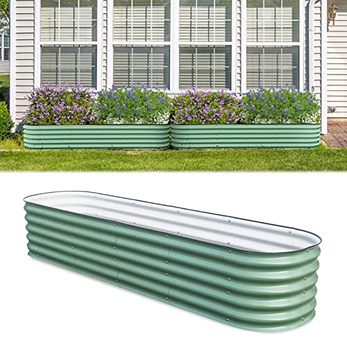 VEGEGA. 17 Inch Tall 9 in 1 Raised Garden Bed Kit, Large Zinc-Aluminum-Magnesium Stainless Steel Metal Planter Box, for Planting Outdoor Plants Vegetables (Green 1)