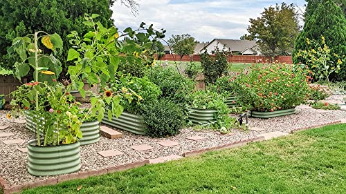 VEGEGA. 17 Inch Tall 9 in 1 Raised Garden Bed Kit, Large Zinc-Aluminum-Magnesium Stainless Steel Metal Planter Box, for Planting Outdoor Plants Vegetables (Green 1)