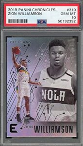 zion williamson 2019 panini chronicles basketball rookie card rc #210 graded psa 10 gem mint