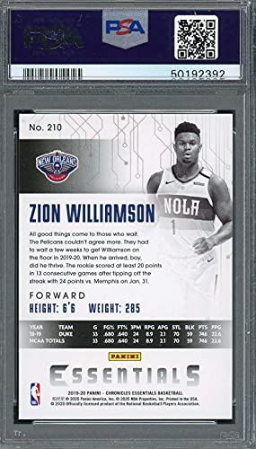 Zion Williamson 2019 Panini Chronicles Basketball Rookie Card RC #210 Graded PSA 10 GEM MINT