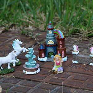 BangBangDa Unicorn Figurines Fairy Garden Accessories - Miniature Unicorn Gift Set Outdoor Garden Decoration – Fairy Figurines Castle Fountain Girl Birthday Gifts (Set of 23)