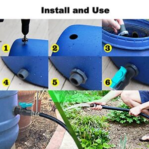 Qitdathn Rain Barrel Spigot Kit PVC Bulkhead Fitting with Ball Valve and Thread Seal Tape and Garden Hose Male Threaded Adapter(3/4" Male) for 3/4" Female Threaded Connector(kit for 3/4 inch Female)