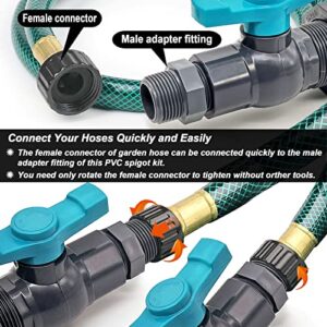 Qitdathn Rain Barrel Spigot Kit PVC Bulkhead Fitting with Ball Valve and Thread Seal Tape and Garden Hose Male Threaded Adapter(3/4" Male) for 3/4" Female Threaded Connector(kit for 3/4 inch Female)