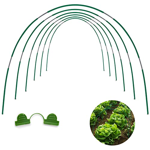 30 Pcs 17in DIY Hoops Grow Tunnel- Row Cover Garden Hoops Detachable Rust-Proof Fiberglass Support Hoops Frame DIY Greenhouse Hoop House Kit for Indoor and Outdoor Plants Raised Beds Support