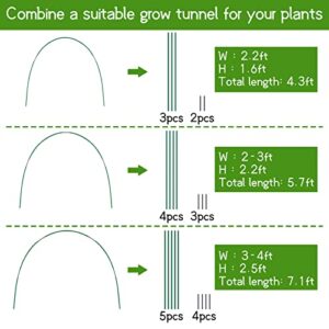 30 Pcs 17in DIY Hoops Grow Tunnel- Row Cover Garden Hoops Detachable Rust-Proof Fiberglass Support Hoops Frame DIY Greenhouse Hoop House Kit for Indoor and Outdoor Plants Raised Beds Support