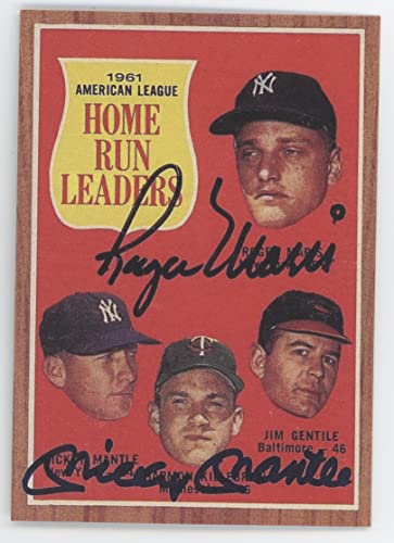 1962 Topps #53 Mickey Mantle/Roger Maris AL Home Run Leaders Facsimile AUTO REPRINT