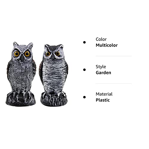 Hausse 2 Pack Fake Horned Owl Bird Scarecrow Decoy, Plastic Owl Bird Deterrents, Halloween Outdoor Decoration, Nature Enemy Pest Repellent for Outdoor Garden Yard