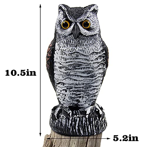 Hausse 2 Pack Fake Horned Owl Bird Scarecrow Decoy, Plastic Owl Bird Deterrents, Halloween Outdoor Decoration, Nature Enemy Pest Repellent for Outdoor Garden Yard