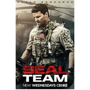 seal team (tv series 2017 – ) 8 inch by 10 inch photograph david boreanaz from thighs up helicopter in background title poster #2 kn