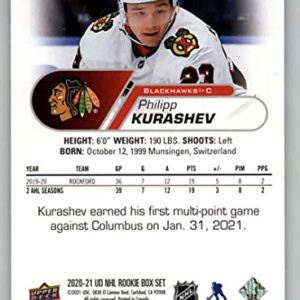 2020-21 Upper Deck NHL Star Rookies Box Set #10 Philipp Kurashev RC Rookie Card Chicago Blackhawks Official NHL Trading Card in Raw (NM Near Mint or Better)