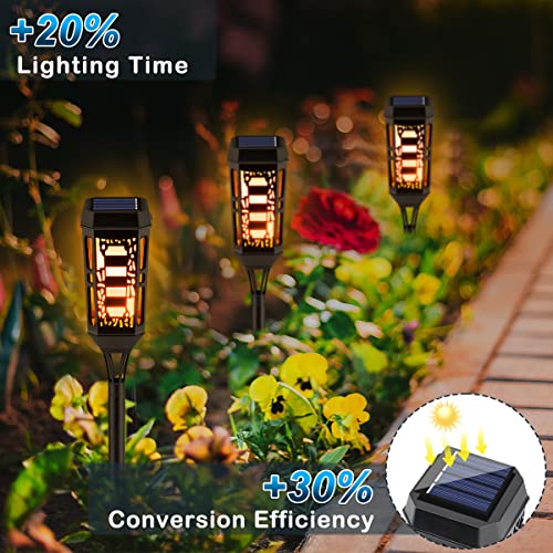 KYEKIO Solar Lights Outdoor Waterproof, 8Pack Solar Torches with Flickering Flame for Outdoor Decorations, Decorative Solar Garden Lights, Flame Torch Light for Outside Pathway Patio Yard Garden Decor