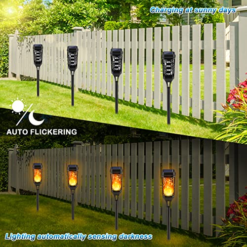 KYEKIO Solar Lights Outdoor Waterproof, 8Pack Solar Torches with Flickering Flame for Outdoor Decorations, Decorative Solar Garden Lights, Flame Torch Light for Outside Pathway Patio Yard Garden Decor