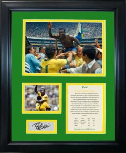 framed pele hall of fame facsimile laser engraved signature auto brazil national team soccer futbol 12″x15″ photo collage