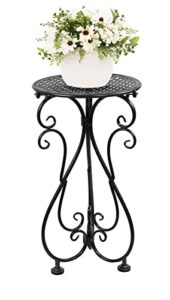 nakupe metal plant stand, 17″ tall heavy duty flower pot stand, single planter holder for indoor, outdoor, patio, balcony, porch, garden, black(1 pack)