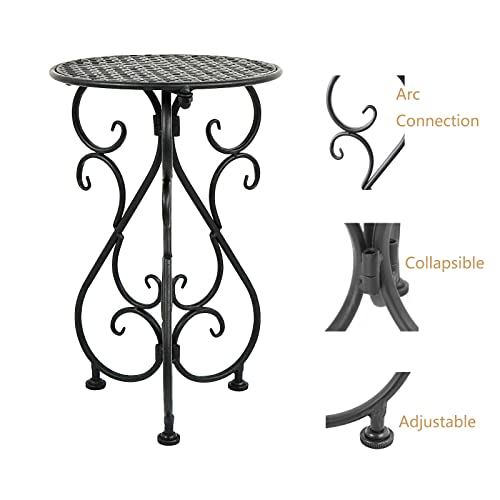 NAKUPE Metal Plant Stand, 17" Tall Heavy Duty Flower Pot Stand, Single Planter Holder for Indoor, Outdoor, Patio, Balcony, Porch, Garden, Black(1 Pack)