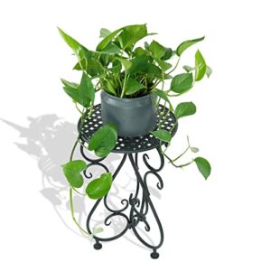 NAKUPE Metal Plant Stand, 17" Tall Heavy Duty Flower Pot Stand, Single Planter Holder for Indoor, Outdoor, Patio, Balcony, Porch, Garden, Black(1 Pack)