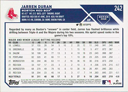 2023 Topps #242 Jarren Duran NM-MT Boston Red Sox Baseball Trading Card MLB