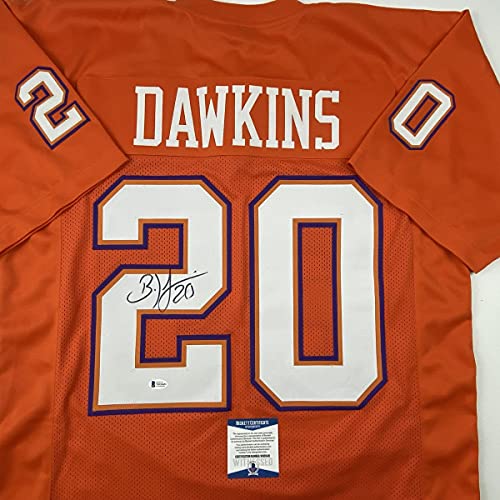 Autographed/Signed Brian Dawkins Clemson Orange College Football Jersey Beckett BAS COA