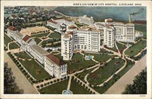 bird’s eye view of city hospital cleveland, ohio oh original antique postcard