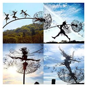 XXDONG LXRZLS Garden Miniature Sculpture Dancing Fairy Statue Mythical Steel Wires Fairy Garden Dandelion Figurine Fairies Pixies Yard Decor (Color : F)
