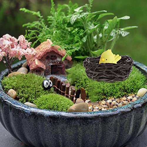 Miniature Fairy Garden Bird Nest: 10pcs Mini Resin Craft Bird Nest Moss Landscape DIY Terrarium Bonsai Ornament