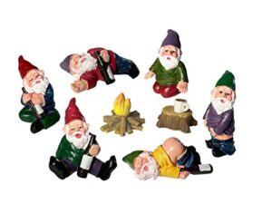 arggidan 9pcs miniature gnomes sets with fire and furniture – for fairy garden decoration and home ornament