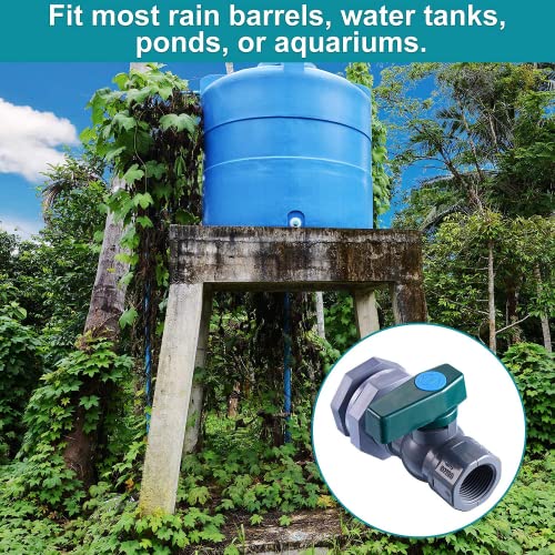 Rain Barrel Diverter Kit, Water Barrel Spigot 3/4 PVC Fittings Ball Valve with Hose Faucet Adapter for Water Tanks, Aquariums, Tubs, Pools, Garden Barrels