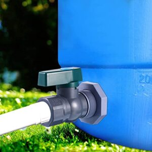Rain Barrel Diverter Kit, Water Barrel Spigot 3/4 PVC Fittings Ball Valve with Hose Faucet Adapter for Water Tanks, Aquariums, Tubs, Pools, Garden Barrels