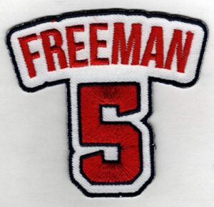 freddie freeman no. 5 patch – atlanta baseball jersey number embroidered diy sew or iron-on patch