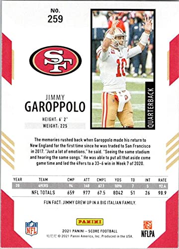 2021 Score #259 Jimmy Garoppolo San Francisco 49ers Football Card