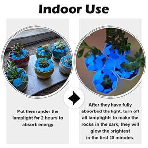 NAMTSO Glow in The Dark Rocks Outdoor, 500pcs Blue Glow Rocks Outdoor Garden, Glow in The Dark Stones for Landscaping, Glow in The Dark Pebbles for Walkway Pathway Backyard, Aquarium Fish Tank Rocks