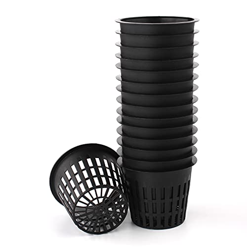 HAZOULEN Garden Plastic Net Cups Pots Fits in 3 Inch Holes for Hydroponics, Set of 15