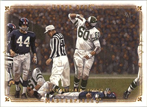 2008 Upper Deck Masterpieces Chuck Bednarik KO's Frank Gifford in 1960 NFL Championship Game Philadelphia Eagles - Mint Condition shipped in an acrylic holder