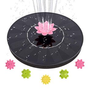 solar fountain pump, 1.4w solar powered fountain pump with 5 easy install nozzles, solar bird bath fountain pump for pond, pool, fish tank, aquarium and garden