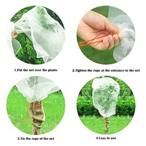 4 Pack Garden Neting Plant Insect Bird Barrier Mesh with Drawstring 3.5Ftx2.3Ft Mesh Plant Covers Freeze Protection Tomato Barrier Bag for Garden Flower Blueberry Vegetables Fruits Bird Eating