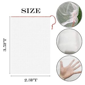 4 Pack Garden Neting Plant Insect Bird Barrier Mesh with Drawstring 3.5Ftx2.3Ft Mesh Plant Covers Freeze Protection Tomato Barrier Bag for Garden Flower Blueberry Vegetables Fruits Bird Eating