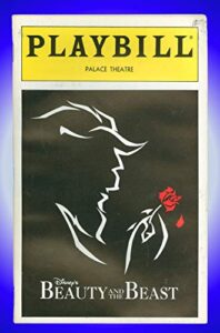 beauty and the beast, broadway playbill + terrence mann, gary beach, beth fowler, susan egan, burke moses, heath lamberts, eleanor glockner, stacey logan, tom bosley