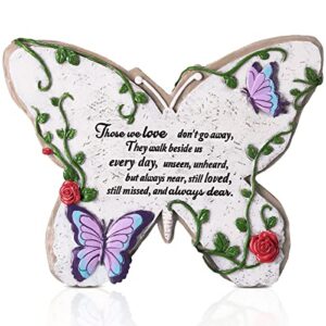 Those We Love Don't Go Away Garden Decor Garden Memorial Stones Memorial Garden Plaque Memorial Gifts for Loss of Mother Butterfly Garden Decor Stepping Stone Outdoor Memorial Plaques for Outdoors