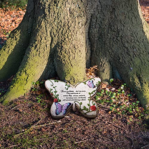 Those We Love Don't Go Away Garden Decor Garden Memorial Stones Memorial Garden Plaque Memorial Gifts for Loss of Mother Butterfly Garden Decor Stepping Stone Outdoor Memorial Plaques for Outdoors