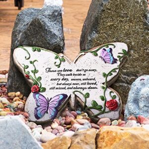 Those We Love Don't Go Away Garden Decor Garden Memorial Stones Memorial Garden Plaque Memorial Gifts for Loss of Mother Butterfly Garden Decor Stepping Stone Outdoor Memorial Plaques for Outdoors