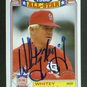 Whitey Herzog Signed Baseball Card with JSA COA