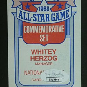 Whitey Herzog Signed Baseball Card with JSA COA