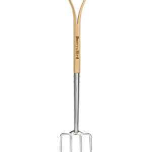 Berry&Bird Garden Digging Fork, 37.4" Stainless Steel Garden Spading Fork with D-Grip Handle, 4-Tine Heavy Duty Long Handled Pitchfork with Ash Wood Handle for Digging, Planting, Aerating, Cultivating