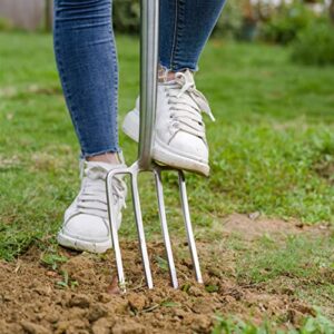 Berry&Bird Garden Digging Fork, 37.4" Stainless Steel Garden Spading Fork with D-Grip Handle, 4-Tine Heavy Duty Long Handled Pitchfork with Ash Wood Handle for Digging, Planting, Aerating, Cultivating